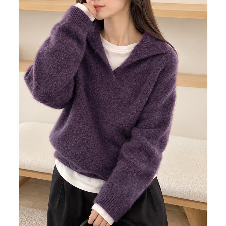 ゆったり無地セーター長袖ニットプルオーバー大人カジュアルきれいめニットトップスレ… | SUNSHINE CLOSET | 詳細画像20 