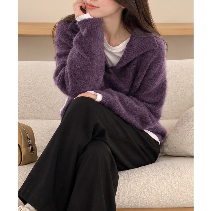 ゆったり無地セーター長袖ニットプルオーバー大人カジュアルきれいめニットトップスレ… | SUNSHINE CLOSET | 詳細画像22 