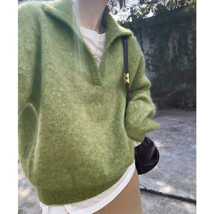 ゆったり無地セーター長袖ニットプルオーバー大人カジュアルきれいめニットトップスレ… | SUNSHINE CLOSET | 詳細画像5 