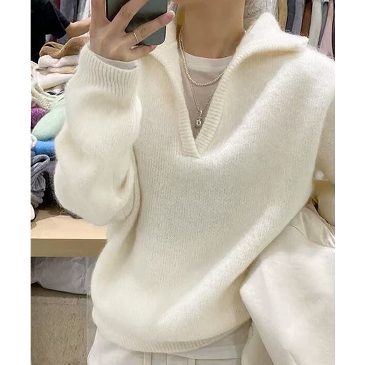 ゆったり無地セーター長袖ニットプルオーバー大人カジュアルきれいめニットトップスレ… | SUNSHINE CLOSET | 詳細画像9 