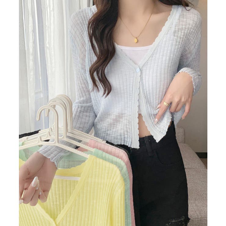 夏シアーニットカーデ 薄手冷房対策 きれいめ羽織り | SUNSHINE CLOSET | 詳細画像12 