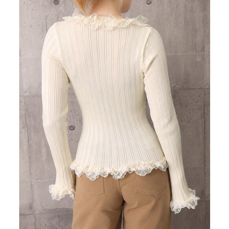 レディース華やかラッフル前開きニットトップスコンパクト丈 大人可愛いセーターショ… | SUNSHINE CLOSET | 詳細画像26 