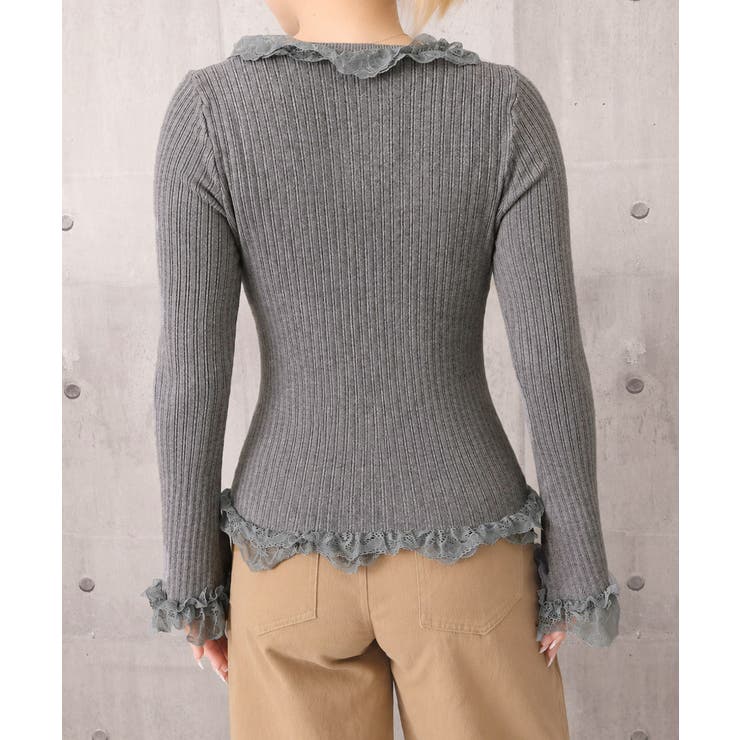 レディース華やかラッフル前開きニットトップスコンパクト丈 大人可愛いセーターショ… | SUNSHINE CLOSET | 詳細画像29 
