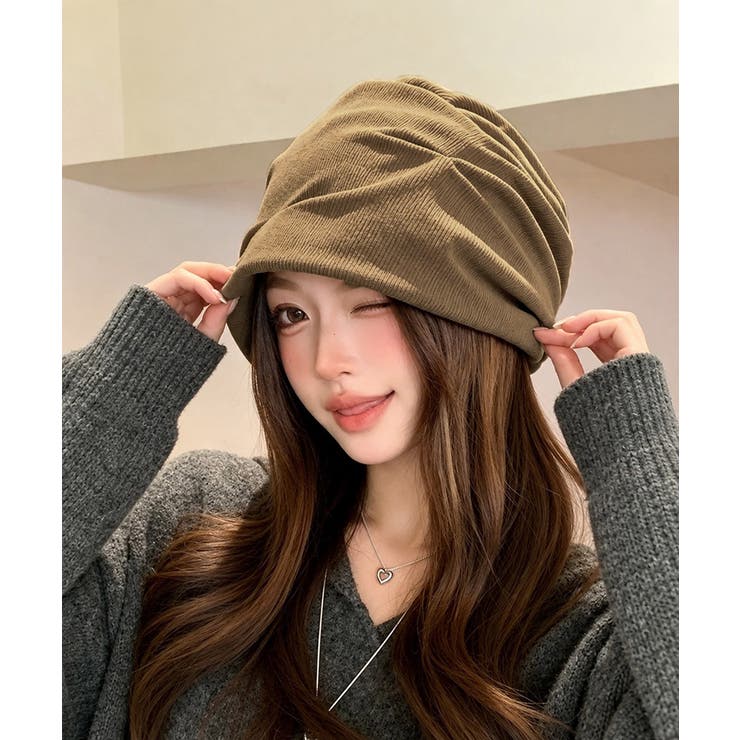 秋冬レトロキャップレディース ヴィンテージ調ギャザーハット 大人カジュアル | SUNSHINE CLOSET | 詳細画像1 