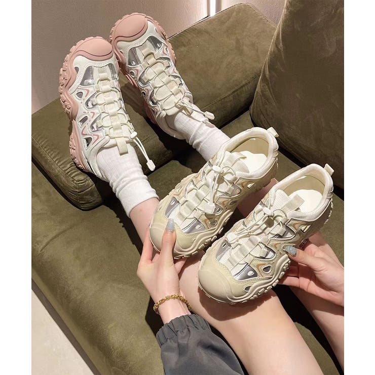 レディース 透かしアウトドアスニーカーボリュームソールストリート靴 メッシュトレ… | SUNSHINE CLOSET | 詳細画像13 