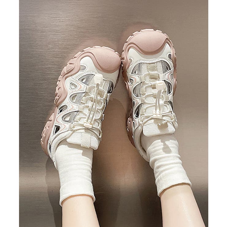 レディース 透かしアウトドアスニーカーボリュームソールストリート靴 メッシュトレ… | SUNSHINE CLOSET | 詳細画像16 