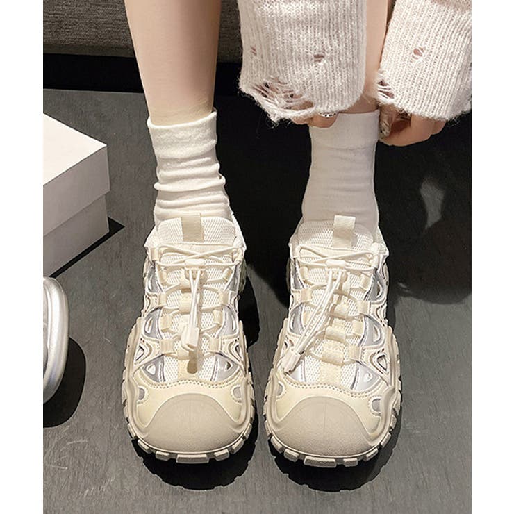 レディース 透かしアウトドアスニーカーボリュームソールストリート靴 メッシュトレ… | SUNSHINE CLOSET | 詳細画像9 