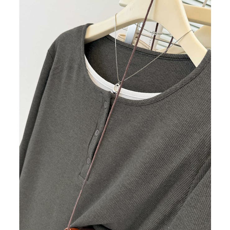 フェイクレイヤードトップス秋服長袖Tシャツレディース大人カジュアル韓国風tops… | SUNSHINE CLOSET | 詳細画像22 
