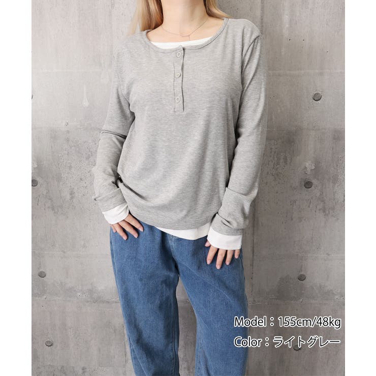 フェイクレイヤードトップス秋服長袖Tシャツレディース大人カジュアル韓国風tops… | SUNSHINE CLOSET | 詳細画像23 