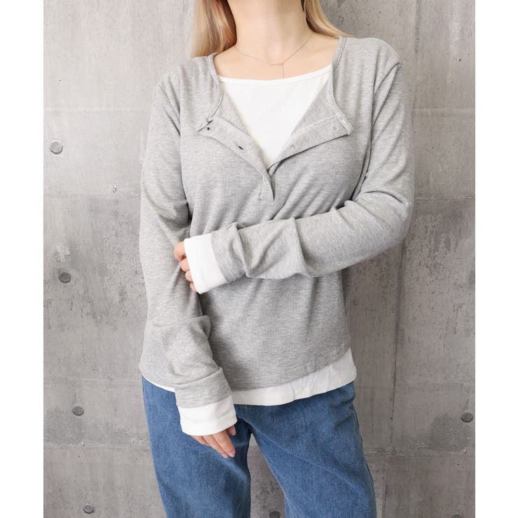 フェイクレイヤードトップス秋服長袖Tシャツレディース大人カジュアル韓国風tops… | SUNSHINE CLOSET | 詳細画像24 