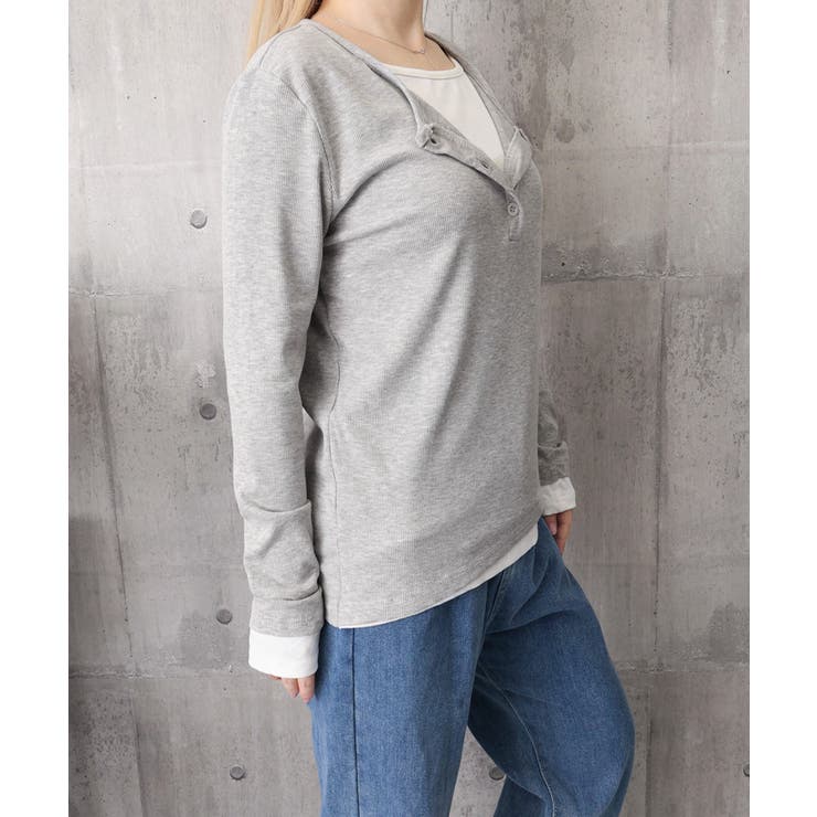 フェイクレイヤードトップス秋服長袖Tシャツレディース大人カジュアル韓国風tops… | SUNSHINE CLOSET | 詳細画像25 