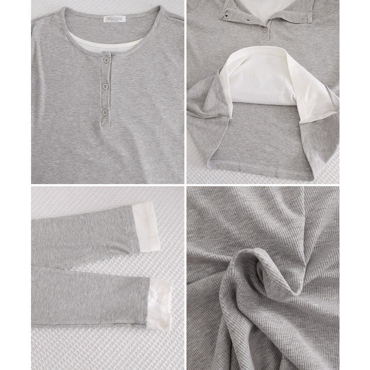 フェイクレイヤードトップス秋服長袖Tシャツレディース大人カジュアル韓国風tops… | SUNSHINE CLOSET | 詳細画像30 