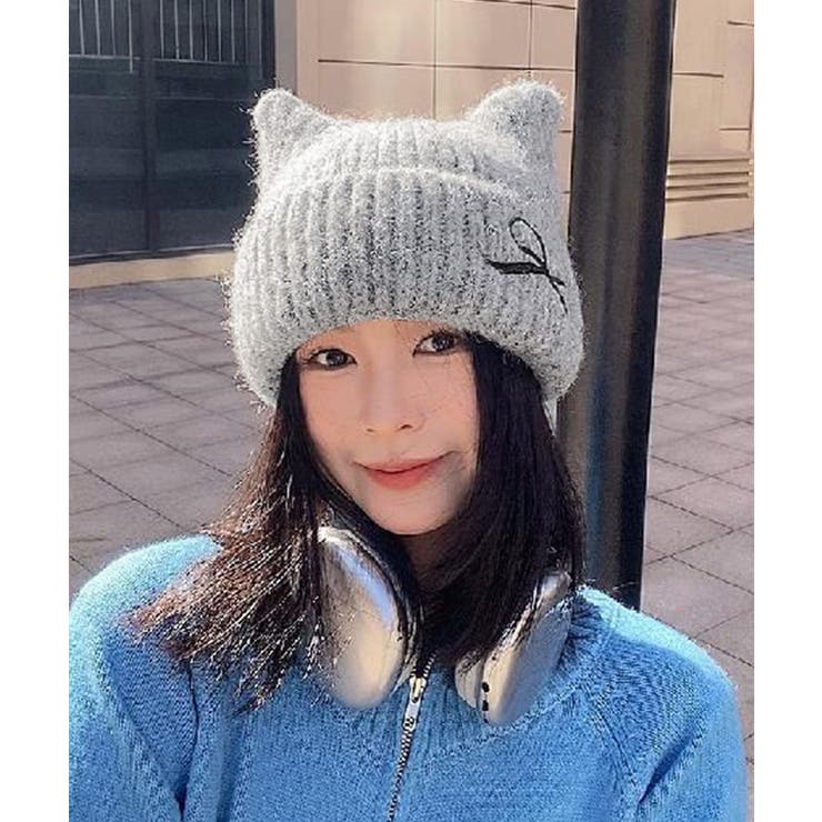 レディース暖かい猫耳ニット帽子 大人可愛い 折り返しニットキャップ | SUNSHINE CLOSET | 詳細画像13 