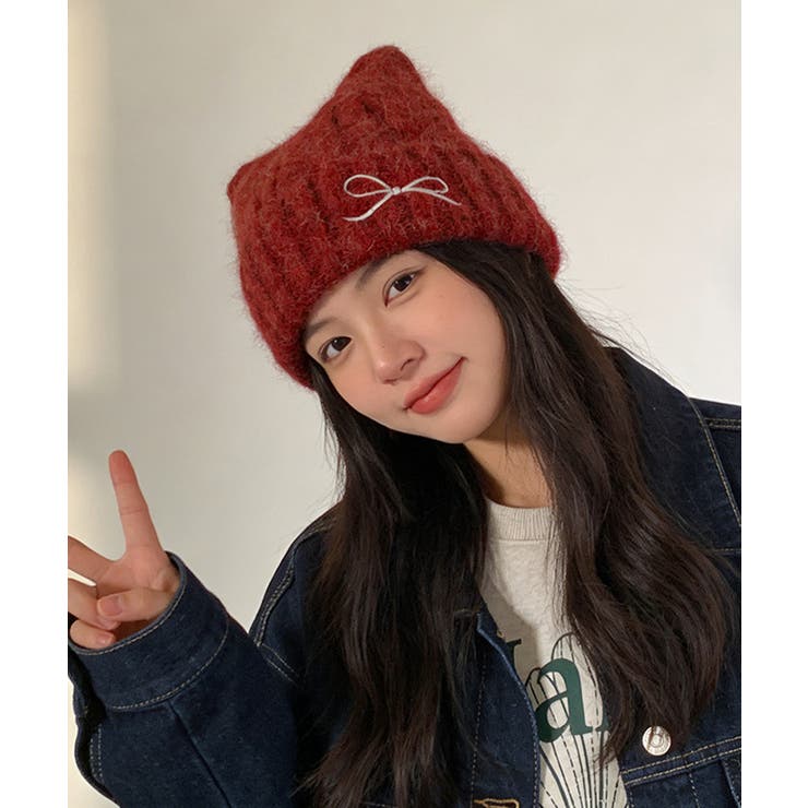 レディース暖かい猫耳ニット帽子 大人可愛い 折り返しニットキャップ | SUNSHINE CLOSET | 詳細画像19 