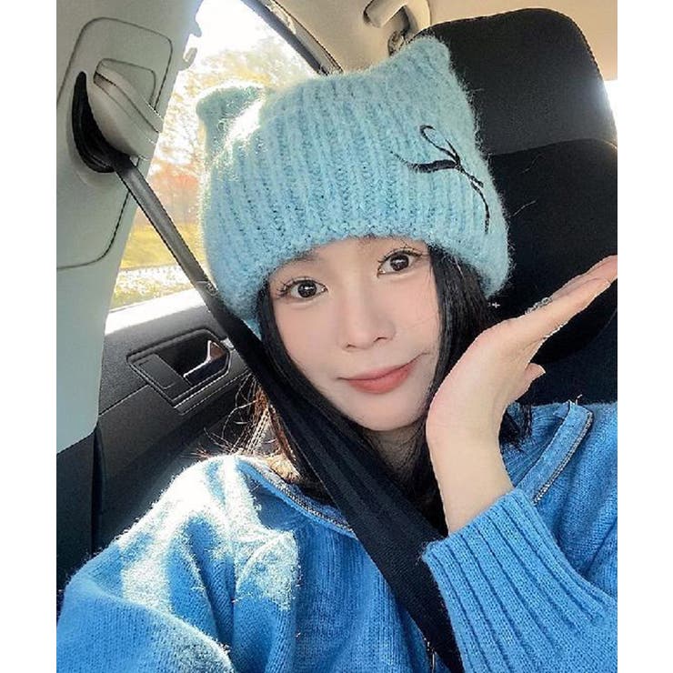 レディース暖かい猫耳ニット帽子 大人可愛い 折り返しニットキャップ | SUNSHINE CLOSET | 詳細画像23 