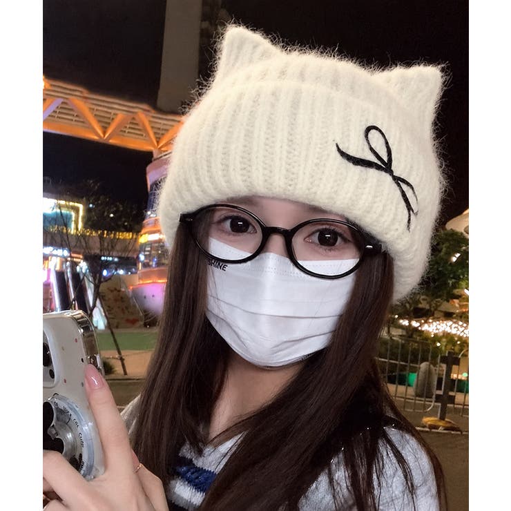 レディース暖かい猫耳ニット帽子 大人可愛い 折り返しニットキャップ | SUNSHINE CLOSET | 詳細画像3 