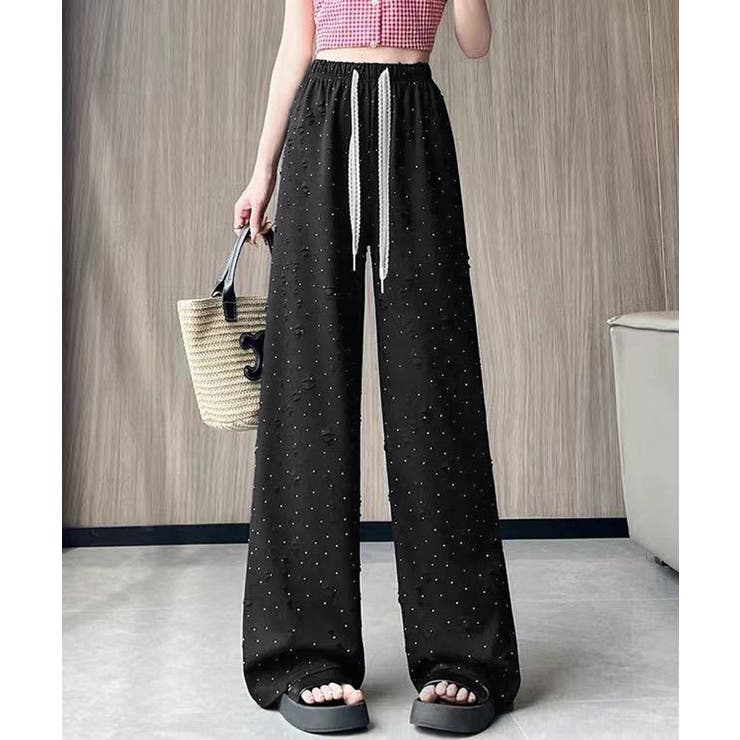 キラキラビジューワイドパンツダメージ加工 | SUNSHINE CLOSET | 詳細画像1 