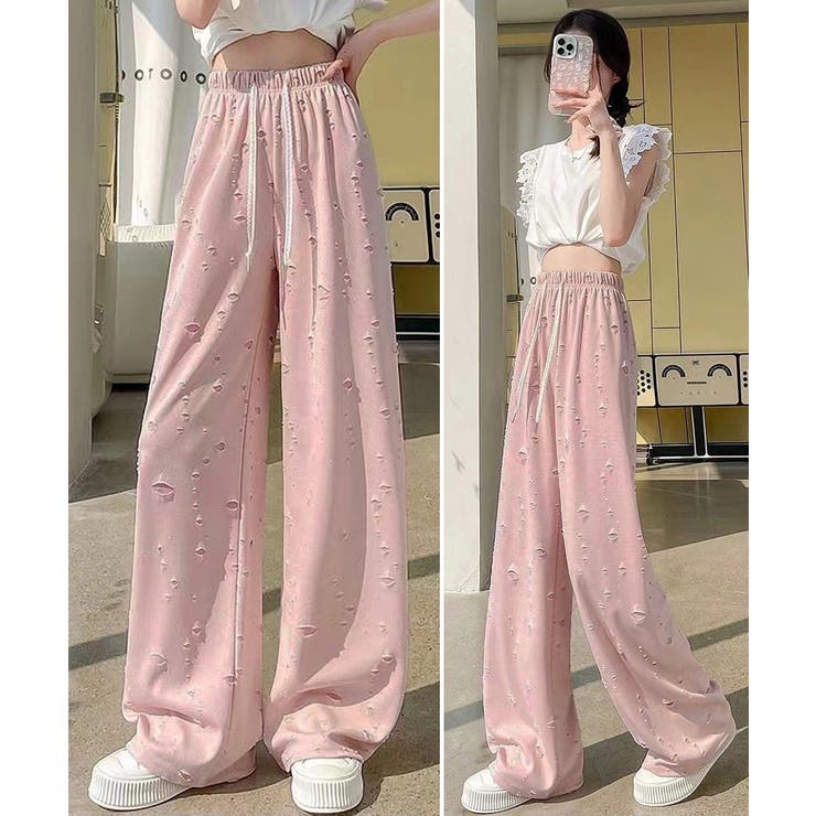 キラキラビジューワイドパンツダメージ加工 | SUNSHINE CLOSET | 詳細画像10 