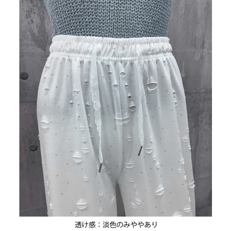 キラキラビジューワイドパンツダメージ加工 | SUNSHINE CLOSET | 詳細画像14 