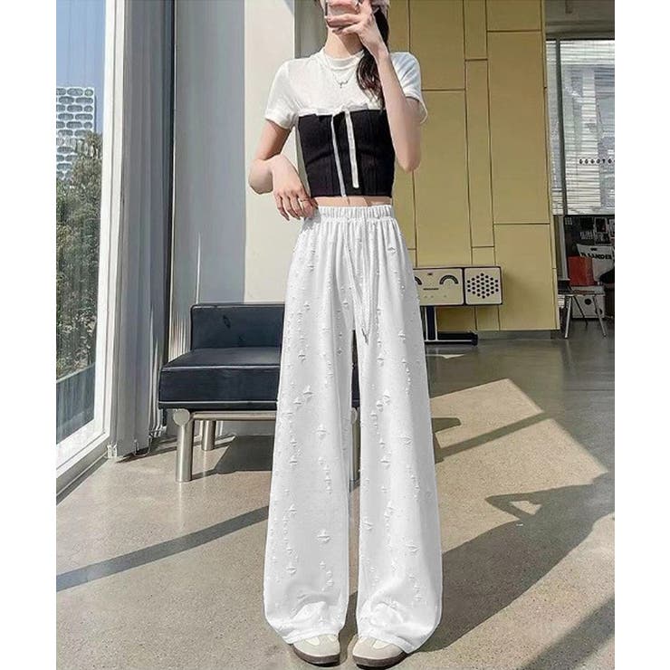 キラキラビジューワイドパンツダメージ加工 | SUNSHINE CLOSET | 詳細画像4 