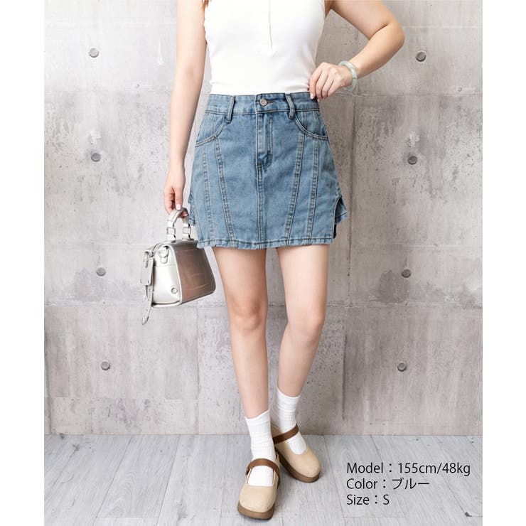 サイドカットアウトデニムショートパンツレディース キュロットスカート 短いスカー… | SUNSHINE CLOSET | 詳細画像12 