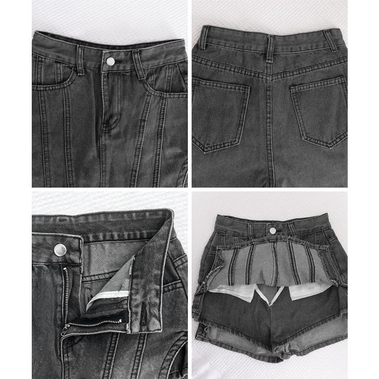 サイドカットアウトデニムショートパンツレディース キュロットスカート 短いスカー… | SUNSHINE CLOSET | 詳細画像17 