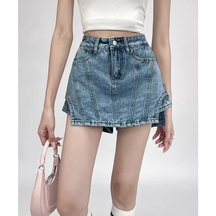 サイドカットアウトデニムショートパンツレディース キュロットスカート 短いスカー… | SUNSHINE CLOSET | 詳細画像2 