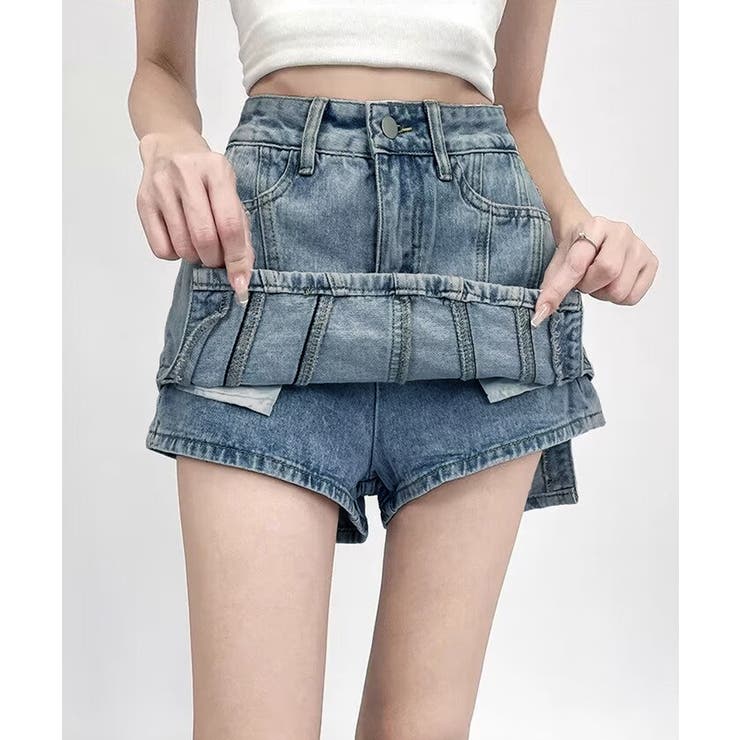 サイドカットアウトデニムショートパンツレディース キュロットスカート 短いスカー… | SUNSHINE CLOSET | 詳細画像3 