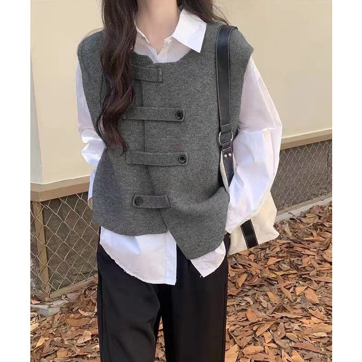 ニットベスト前開きノースリーブトップス冬 | SUNSHINE CLOSET | 詳細画像1 