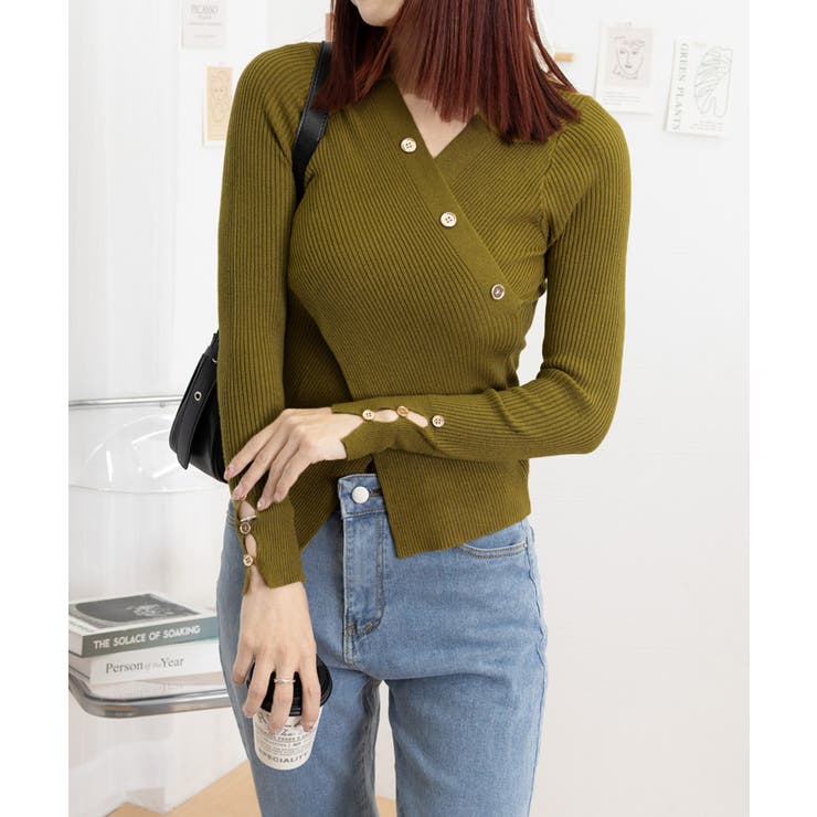 カシュクールニットトップス韓国風セーター | SUNSHINE CLOSET | 詳細画像6 