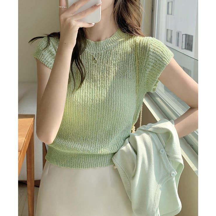 フレンチスリーブサマーニットトップス夏服 | SUNSHINE CLOSET | 詳細画像1 