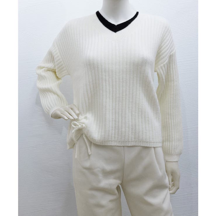 Vネックリブニットトップス 暖かいニット | SUNSHINE CLOSET | 詳細画像11 