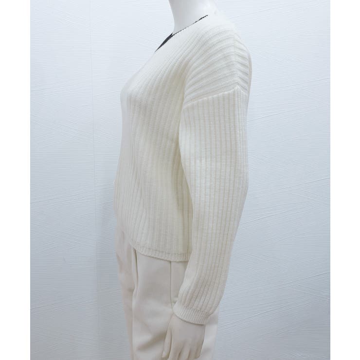 Vネックリブニットトップス 暖かいニット | SUNSHINE CLOSET | 詳細画像12 