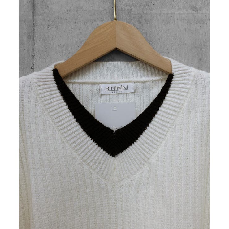 Vネックリブニットトップス 暖かいニット | SUNSHINE CLOSET | 詳細画像16 