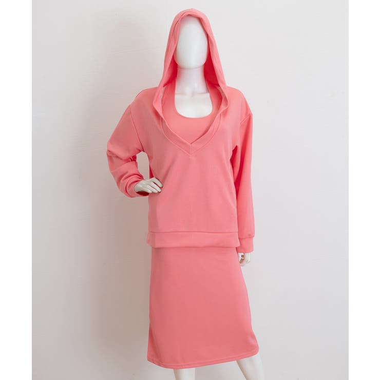 フード付きVネックトレーナーレディースドロップショルダー ホルターネックロングワ… | SUNSHINE CLOSET | 詳細画像11 