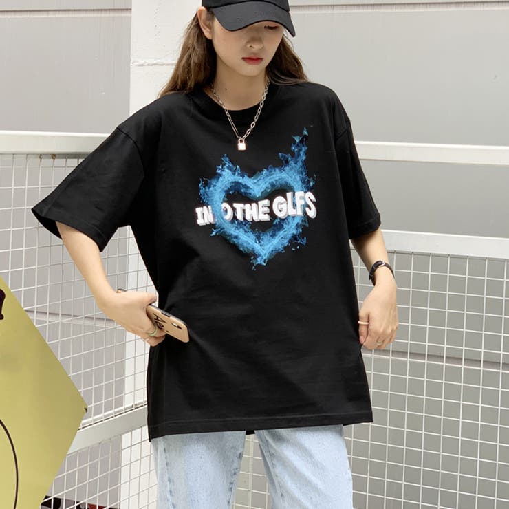 ブラック】半袖Tシャツ レディース 可愛い[品番：AGCW0002312