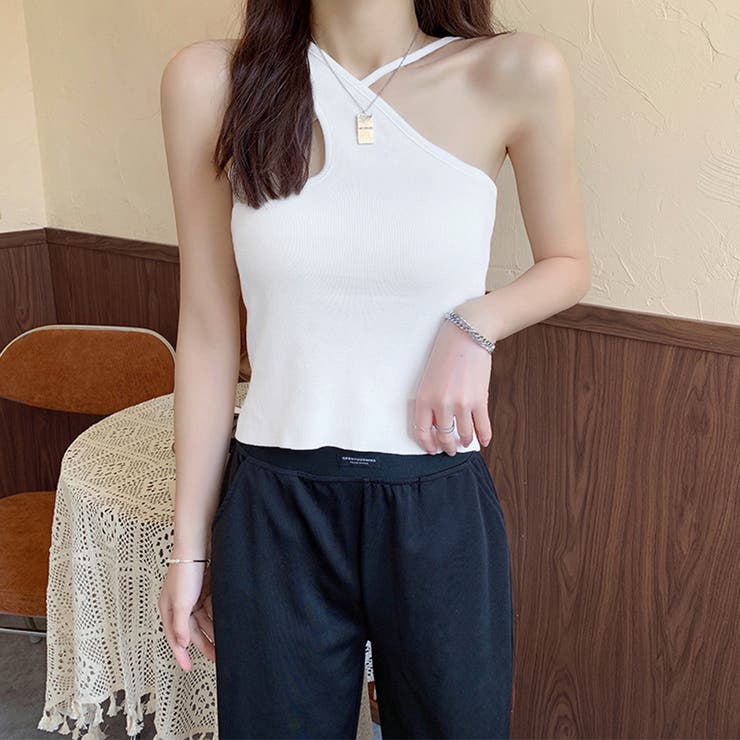 ホワイト | アシンメトリーキャミタンク 重ね着 | SUNSHINE CLOSET