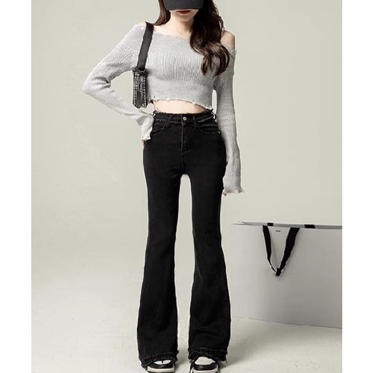 フリンジ フレアパンツ デニムパンツ | SUNSHINE CLOSET | 詳細画像4 