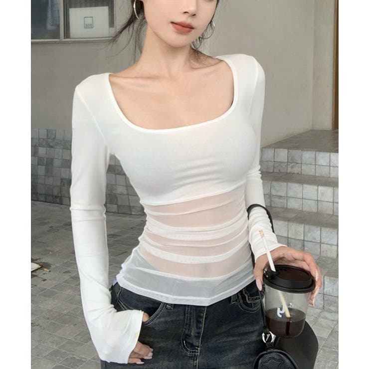 チュール切り替え 長袖Tシャツレディース | SUNSHINE CLOSET | 詳細画像1 