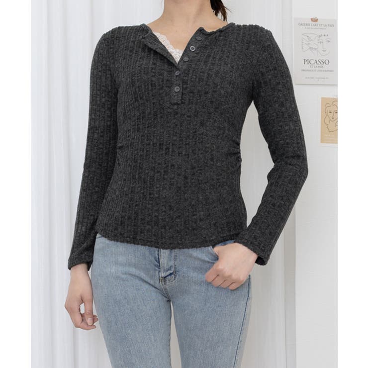 レース付リブニットトップス Vネック長袖 | SUNSHINE CLOSET | 詳細画像10 