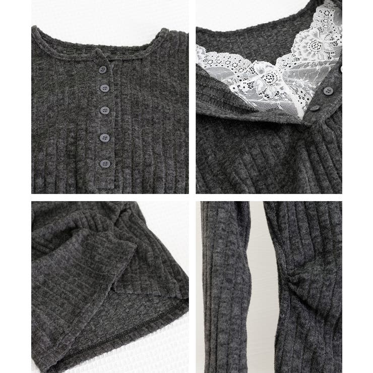 レース付リブニットトップス Vネック長袖 | SUNSHINE CLOSET | 詳細画像15 