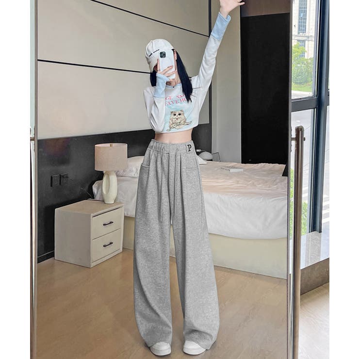 ハイウエストイージーパンツ 着やせボトムス ゆったり韓国風リラックスパンツ | SUNSHINE CLOSET | 詳細画像11 