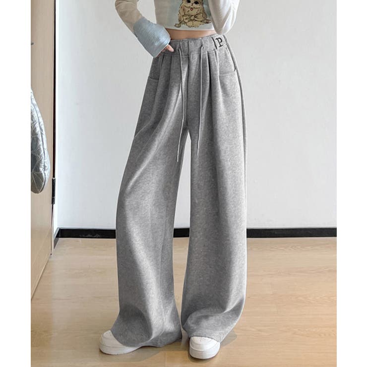 ハイウエストイージーパンツ 着やせボトムス ゆったり韓国風リラックスパンツ | SUNSHINE CLOSET | 詳細画像12 