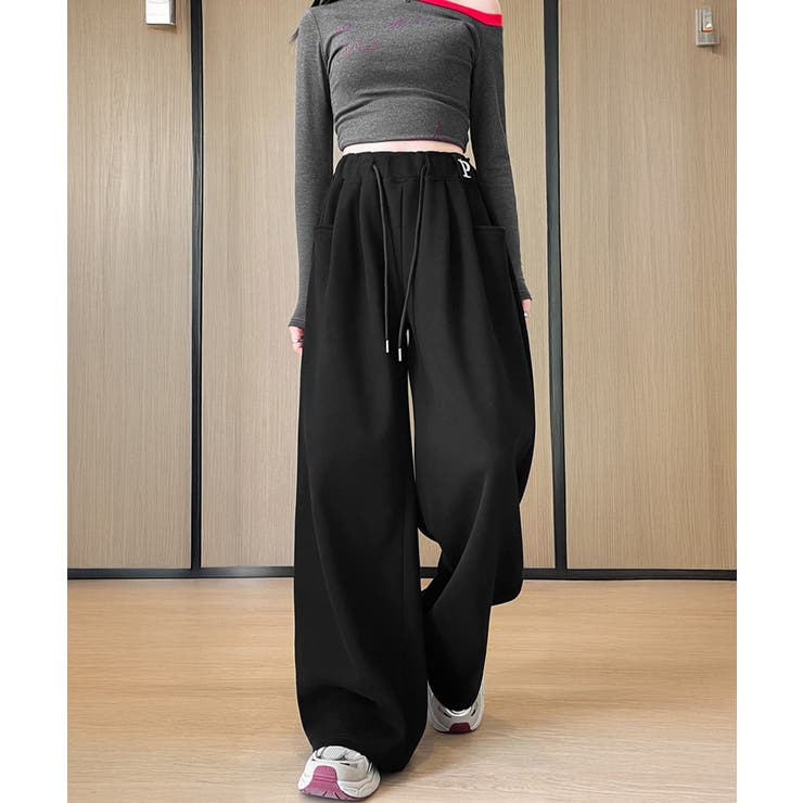 ハイウエストイージーパンツ 着やせボトムス ゆったり韓国風リラックスパンツ | SUNSHINE CLOSET | 詳細画像3 