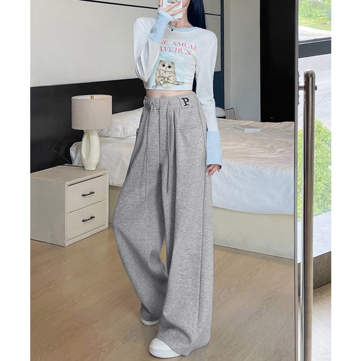 ハイウエストイージーパンツ 着やせボトムス ゆったり韓国風リラックスパンツ | SUNSHINE CLOSET | 詳細画像8 