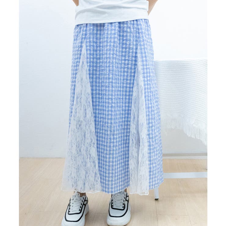 レース切り替え ロングチェック柄スカート | SUNSHINE CLOSET | 詳細画像12 
