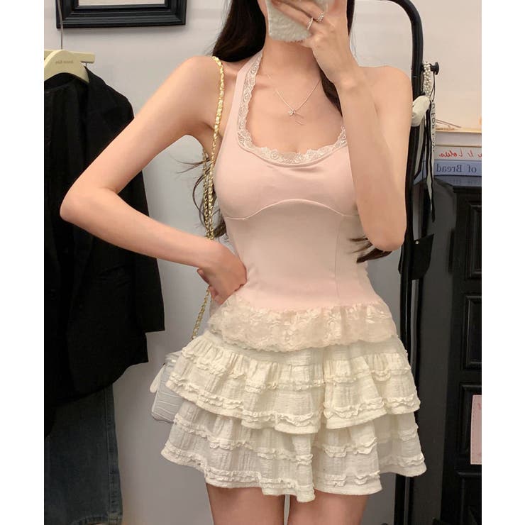 裾フリルレースホルターネックタンクトップ | SUNSHINE CLOSET | 詳細画像7 