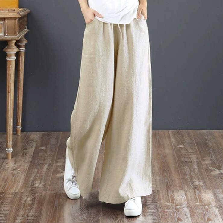 綿麻ワイドパンツ ロングパンツ春秋 | SUNSHINE CLOSET | 詳細画像1 