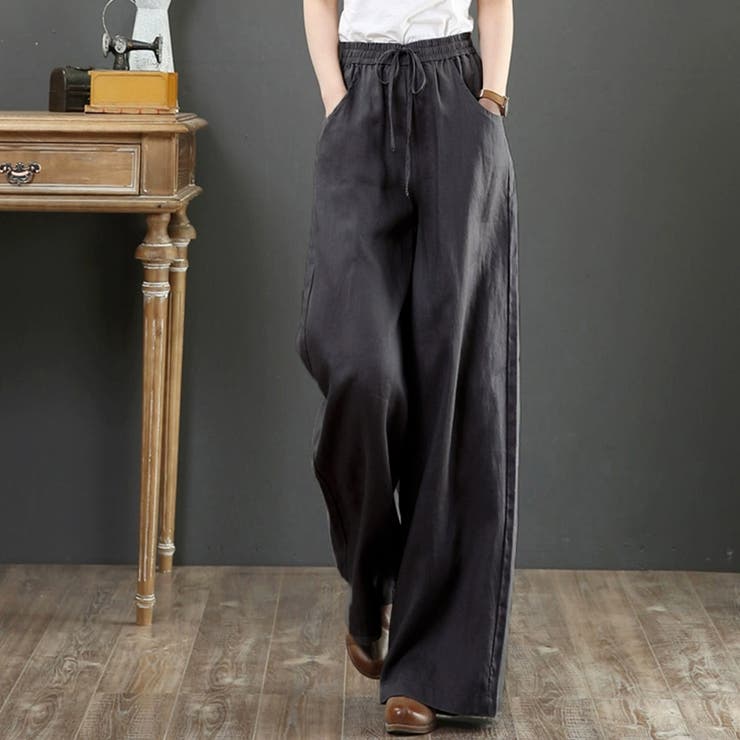 綿麻ワイドパンツ ロングパンツ春秋 | SUNSHINE CLOSET | 詳細画像10 