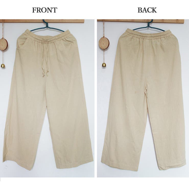 綿麻ワイドパンツ ロングパンツ春秋 | SUNSHINE CLOSET | 詳細画像3 